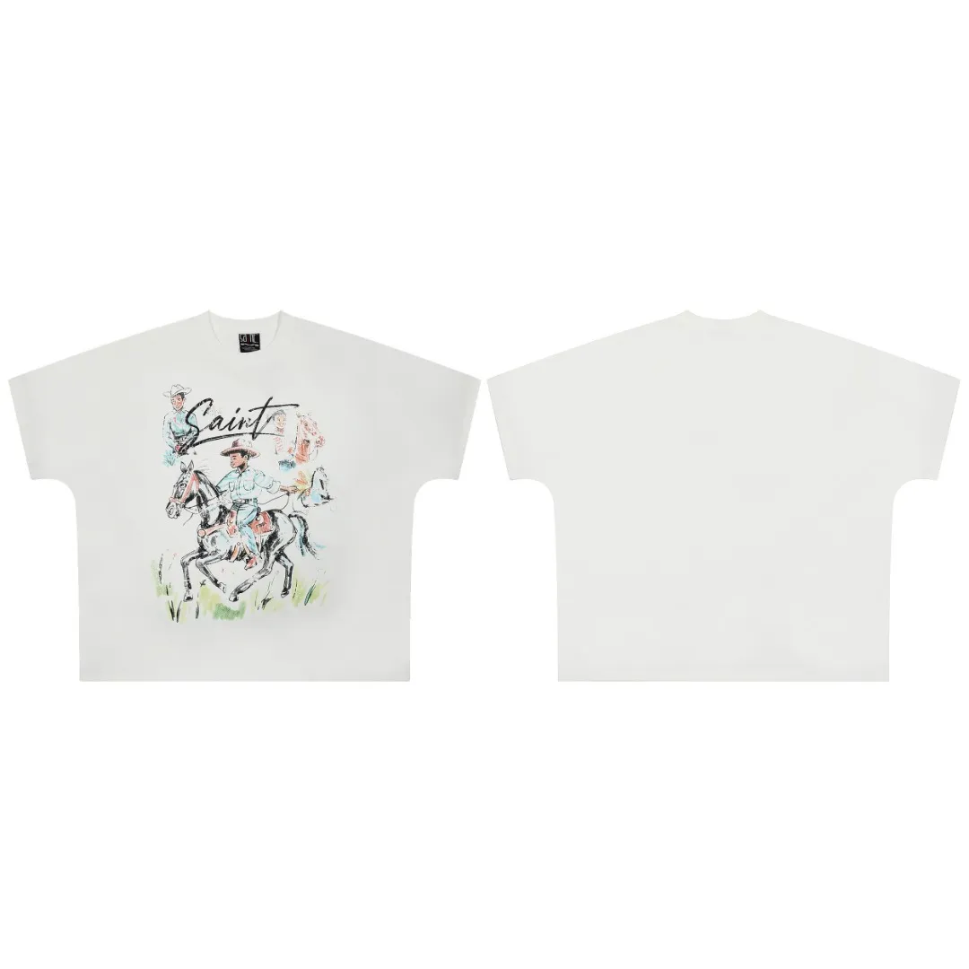 SAINT vintage American fashion special version one-piece short-sleeved T-shirt Wholesale price: 118 Size: M L XL Style number: 2156 Color: white